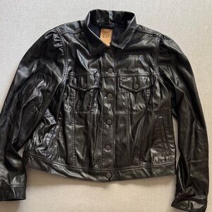 GAP Classic Black Vegan Leather Jacket size XL